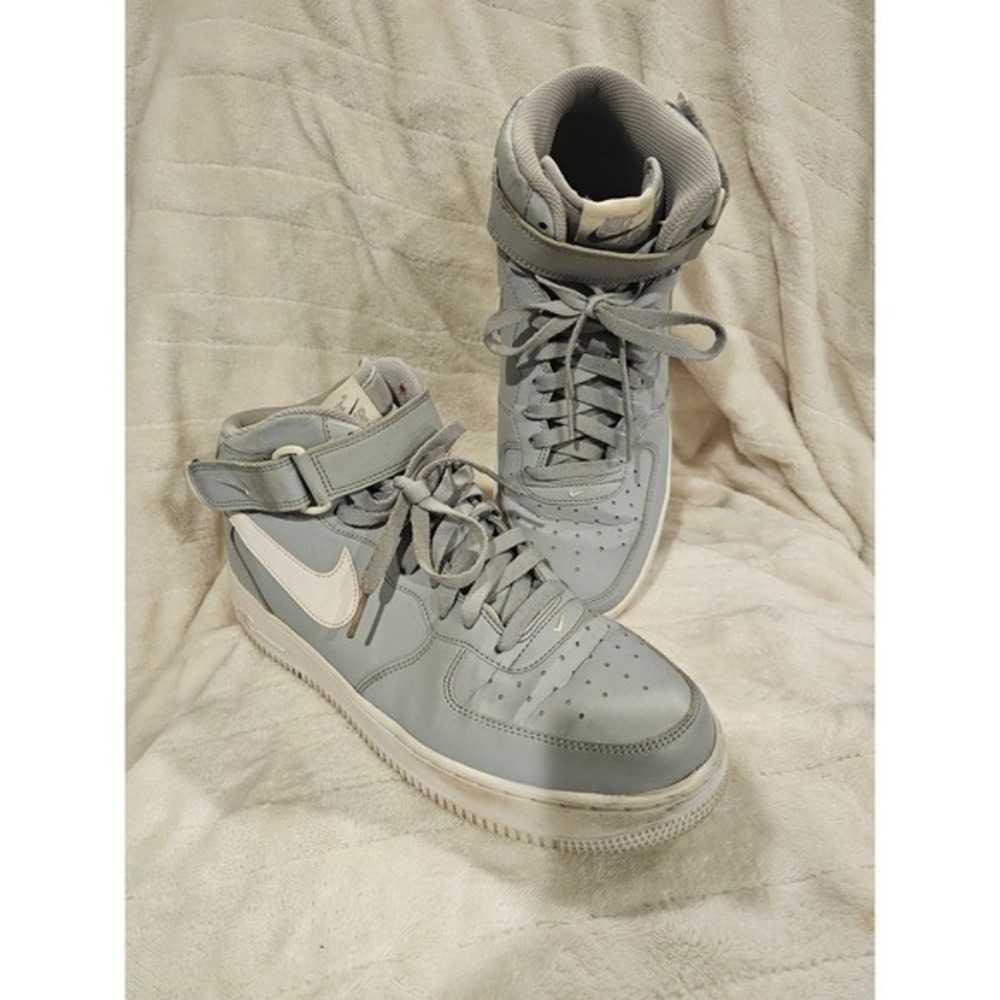 Nike Air Force 1 High Top Grey White Sneakers Mens Size 9.5